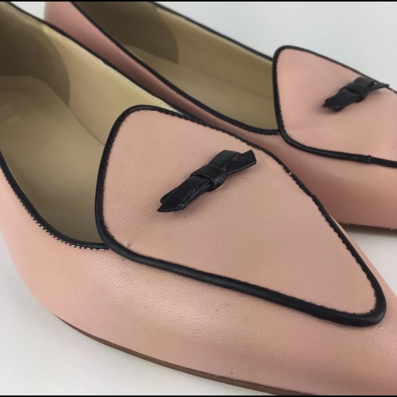 JCREW NWT LEATHER Pointed Toe Bow Flats 8.5 Pink - Picture 3 of 6